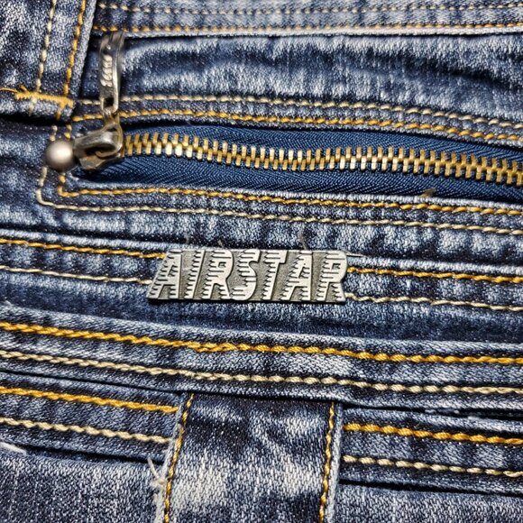 90s rocker Airstar high rise jeans with metal hardware, big pockets & zippers - Picture 14 of 15